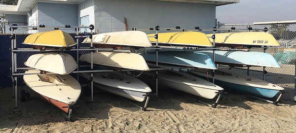 Dynamic Box Racks with Bunks for Laser Sailboats and Dollies