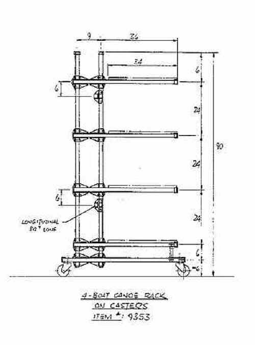 Seitech Rack for 4 Canoes or Kayaks Wall Mount