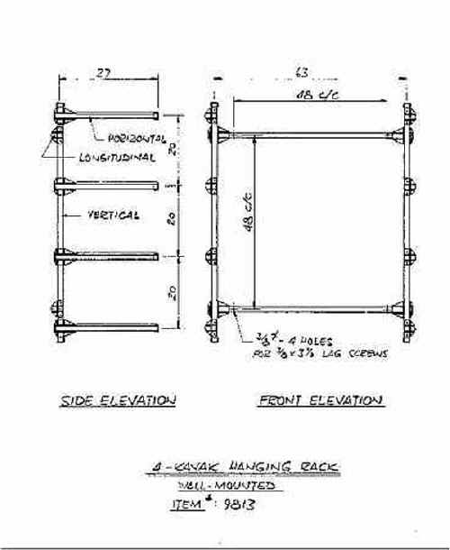Seitech Rack for 4 kayaks wall