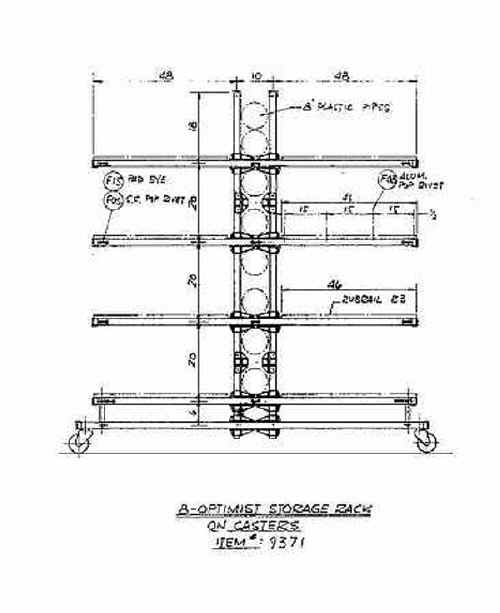 Seitech Sailboat Rack for 8 Optimist Sailboats Double Tree on Casters