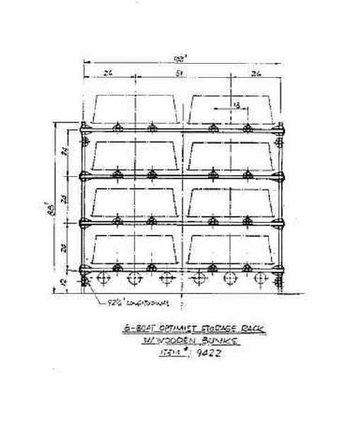 Seitech Sailboat Rack for 8 Optis  Wooden Bunks